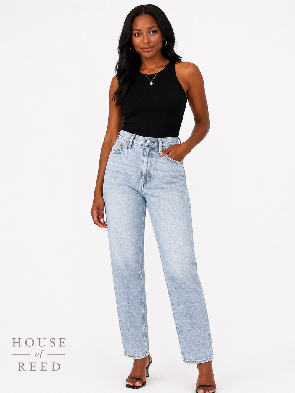 &Denim Vintage Mom Jeans Light Wash Ultra High Waist Ankle Jeans Size 4